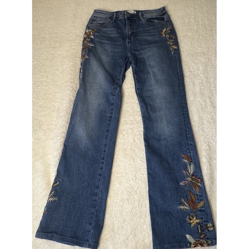 Driftwood Kelly Embroidered Floral Bootcut Jeans Women's W29 L33 Blue Denim